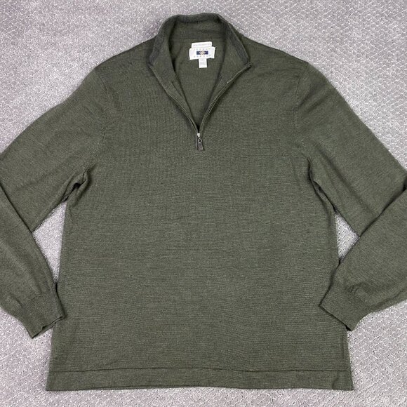 Joseph Abboud Sweater Men's XXL Green Extra Fine Merino Wool 1/4 Zip 2XL - Picture 1 of 9